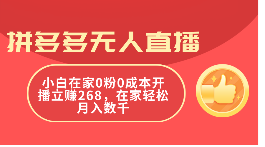 （11521期）拼多多无人直播，小白在家0粉0成本开播立赚268，在家轻松月入数千-学仕资源网