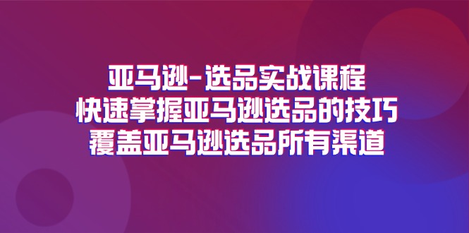 （11620期）亚马逊-选品实战课程，快速掌握亚马逊选品的技巧，覆盖亚马逊选品所有渠道-学仕资源网