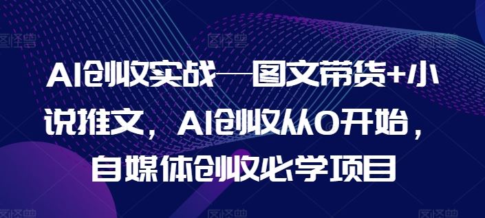 AI创收实战—图文带货+小说推文，AI创收从0开始，自媒体创收必学项目-学仕资源网