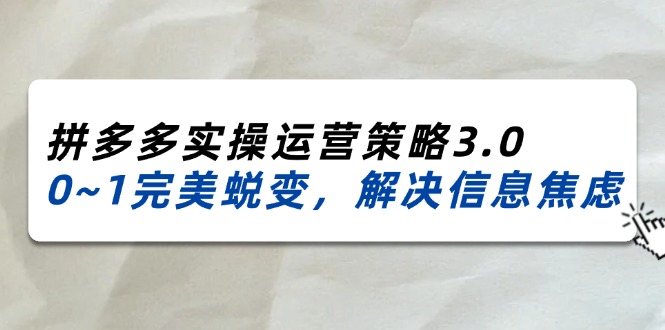 （11658期）2024_2025拼多多实操运营策略3.0，0~1完美蜕变，解决信息焦虑（38节）-学仕资源网