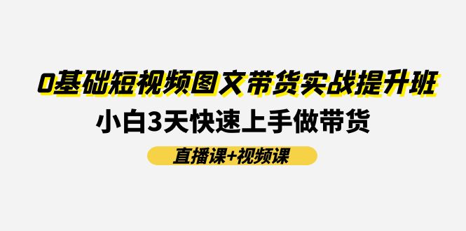 0基础短视频图文带货实战提升班，小白3天快速上手做带货(直播课+视频课)-学仕资源网