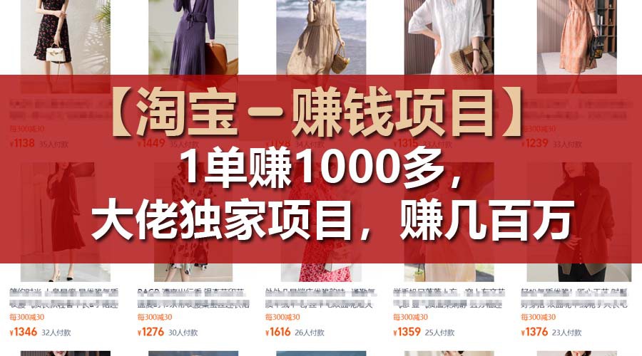 【淘宝赚钱项目】1单可赚1000多，大佬独家项目，年赚几百万-学仕资源网