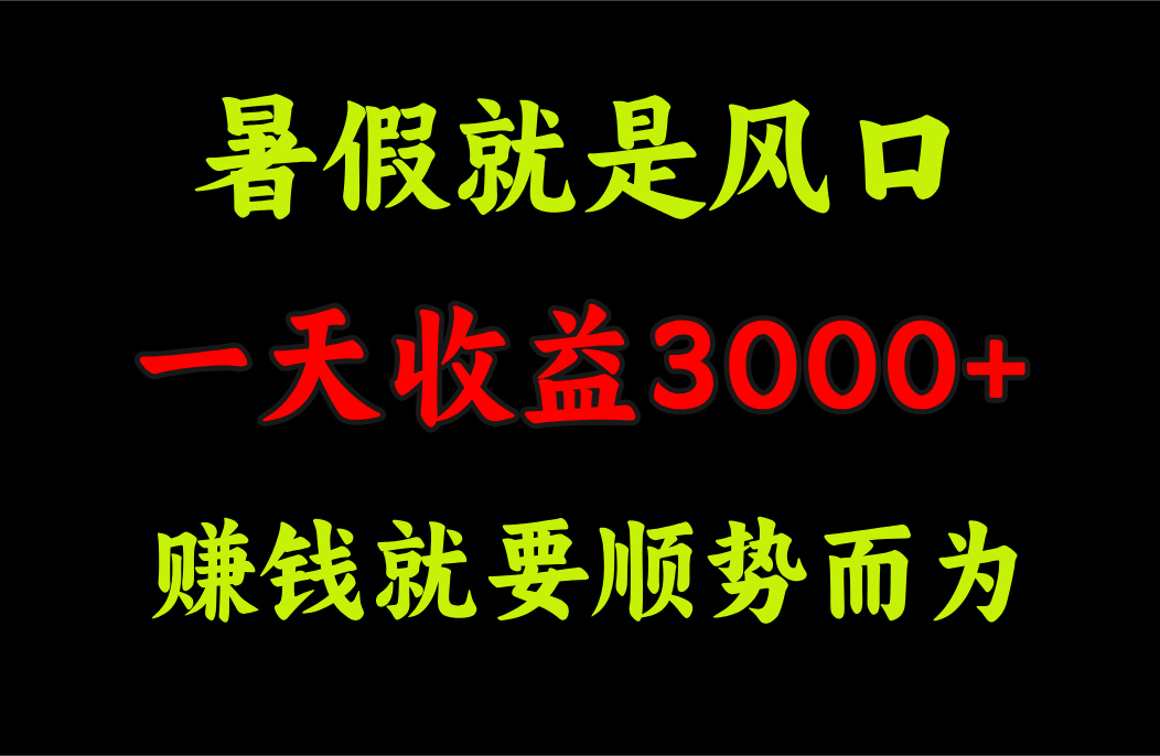 （11670期）一天收益3000+ 赚钱就是顺势而为，暑假就是风口-学仕资源网