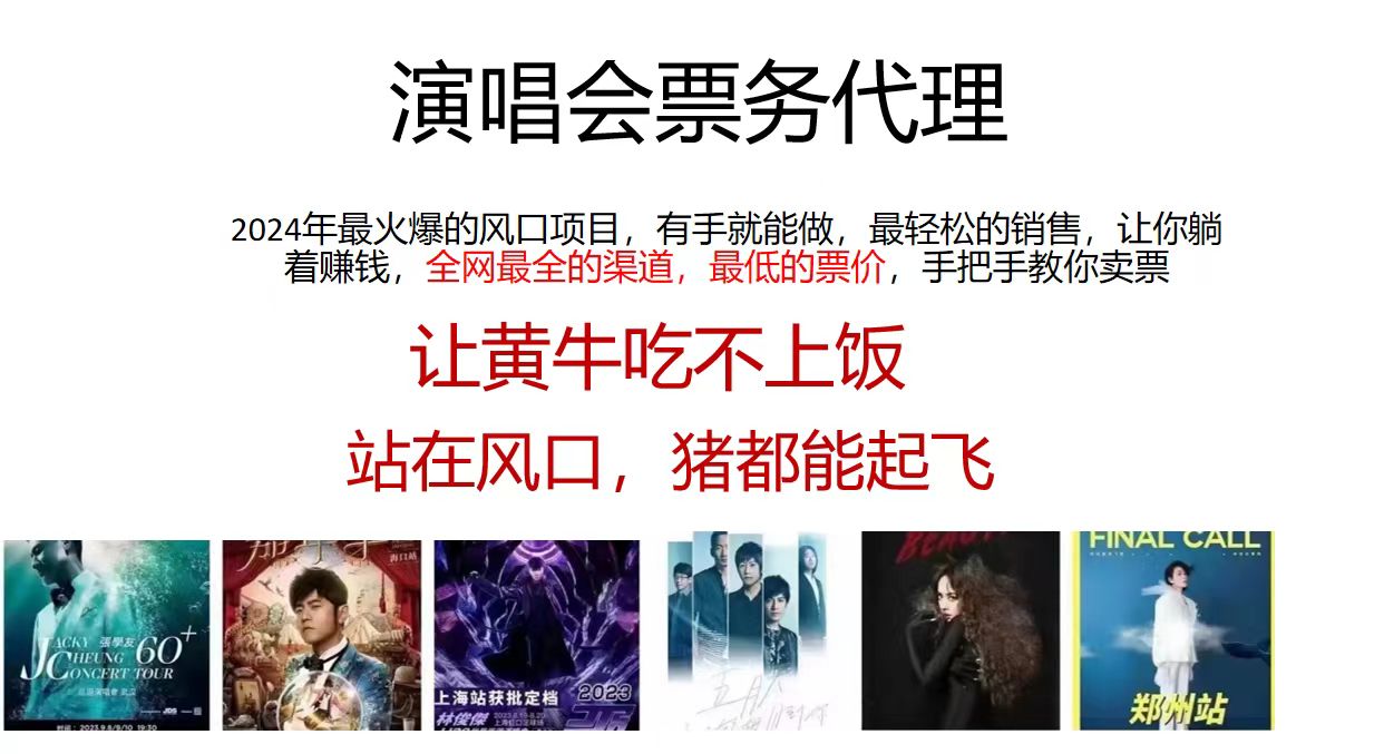 （11753期）演唱会票务代理，2024年最火爆风口项目，全网最低的票价，小白一分钟上…-学仕资源网