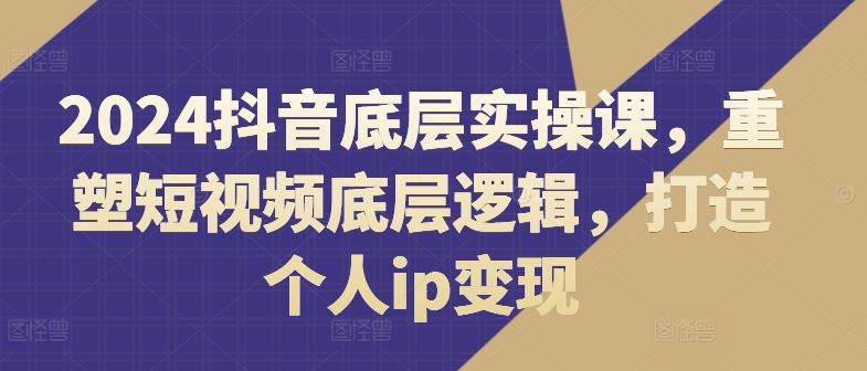 2024抖音底层实操课，​重塑短视频底层逻辑，打造个人ip变现-学仕资源网