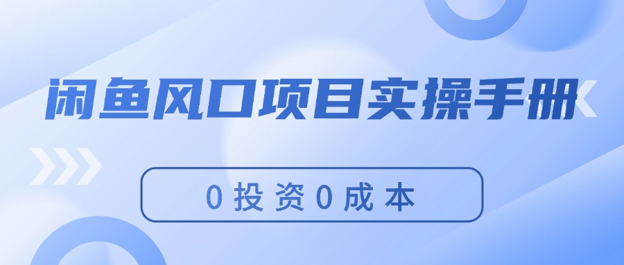 （11923期）闲鱼风口项目实操手册，0投资0成本，让你做到，月入过万，新手可做-学仕资源网