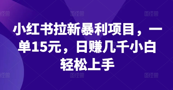 小红书拉新暴利项目，一单15元，日赚几千小白轻松上手-学仕资源网