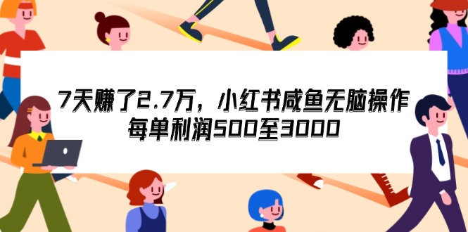 （12192期）7天收了2.7万，小红书咸鱼无脑操作，每单利润500至3000-学仕资源网