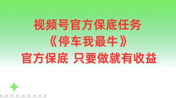 视频号官方保底任务，停车我最牛，官方保底只要做就有收益【揭秘】-学仕资源网