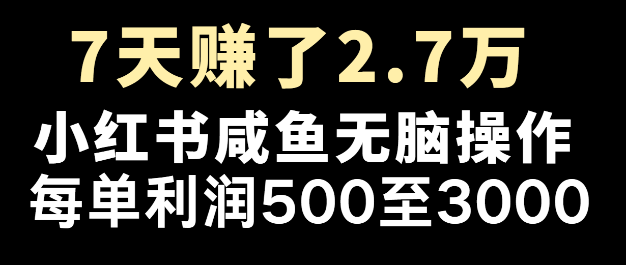 七天赚了2.7万！每单利润最少500+，轻松月入5万+小白有手就行-学仕资源网