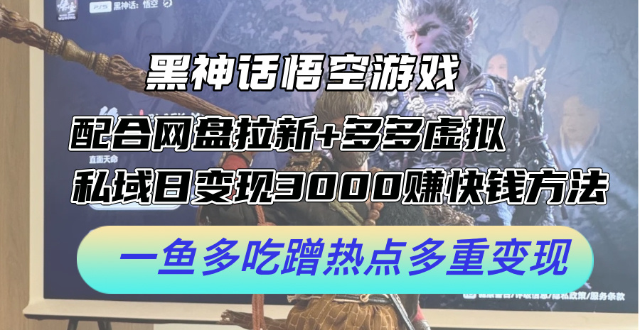（12316期）黑神话悟空游戏配合网盘拉新+多多虚拟+私域日变现3000+赚快钱方法。…-学仕资源网