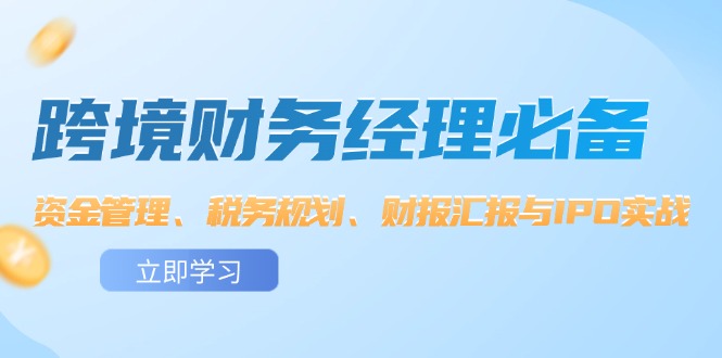 （12323期）跨境 财务经理必备：资金管理、税务规划、财报汇报与IPO实战-学仕资源网