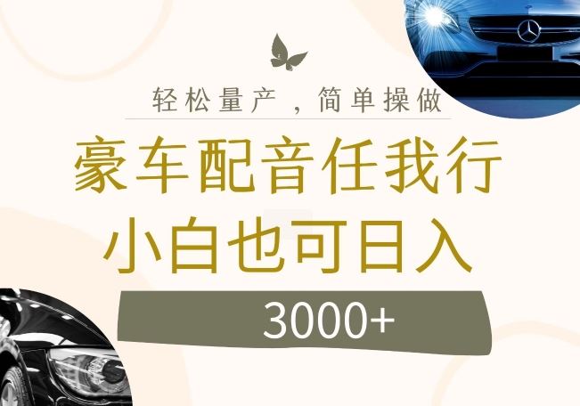 不为人知的暴力小项目，豪车配音，日入几张【揭秘】-学仕资源网