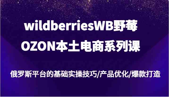 wildberriesWB野莓/OZON本土电商系列课，俄罗斯平台的基础实操技巧/产品优化/爆款打造-学仕资源网