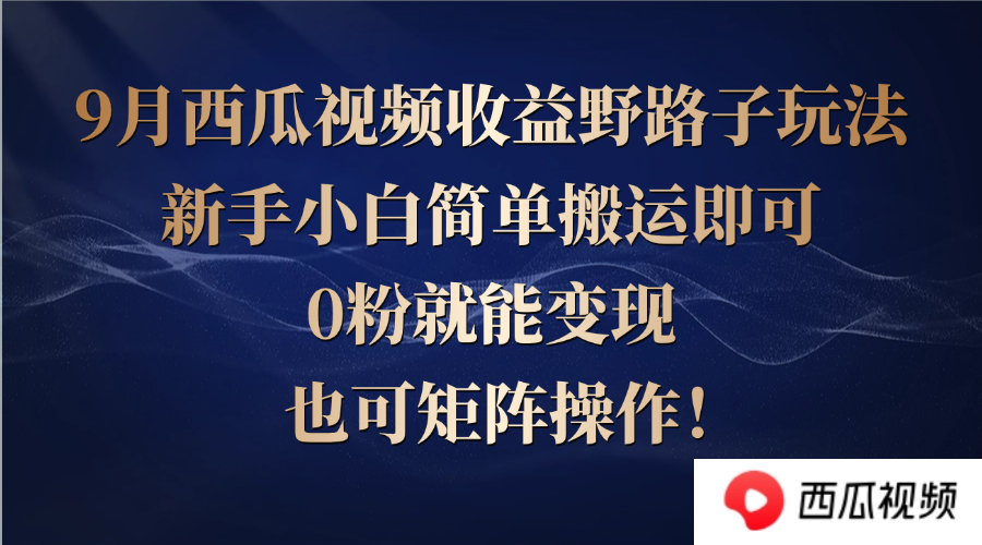 西瓜视频收益野路子玩法，新手小白简单搬运即可，0粉就能变现，也可矩…-学仕资源网