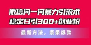 微信问一问暴力引流术,稳定日引300+创业粉,最新方法,条条爆款【揭秘】-学仕资源网