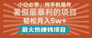 (11583期)小白必学,纯手机操作,暑假最暴利的项目轻松月入5w+最火热赚钱项目-学仕资源网