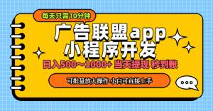（11645期）小程序开发 广告赚钱 日入500~1000+ 小白轻松上手！-学仕资源网