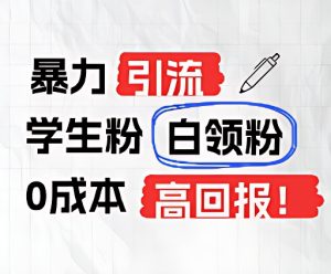 暴力引流学生粉白领粉，吊打以往垃圾玩法，0成本，高回报-学仕资源网