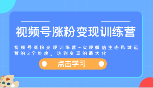 视频号涨粉变现训练营-实现微信生态私域运营的3个维度，达到变现的最大化-学仕资源网