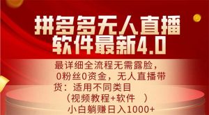 (11891期)拼多多无人直播软件最新4.0,最详细全流程无需露脸,0粉丝0资金, 小白…-学仕资源网