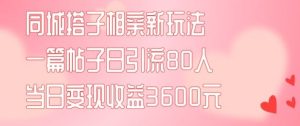 同城搭子相亲新玩法一篇帖子引流80人当日变现3600元(项目教程+实操教程)【揭秘】-学仕资源网
