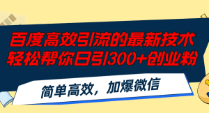 (12064期)百度高效引流的最新技术,轻松帮你日引300+创业粉,简单高效,加爆微信-学仕资源网