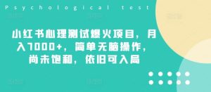 小红书心理测试爆火项目,月入7000+,简单无脑操作,尚未饱和,依旧可入局-学仕资源网