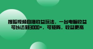 搜狐视频自撸收益玩法,一台电脑收益可以达到3k+,可矩阵,收益更高-学仕资源网