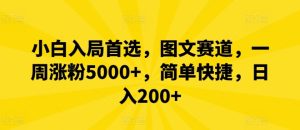 小白入局首选,图文赛道,一周涨粉5000+,简单快捷,日入200+-学仕资源网