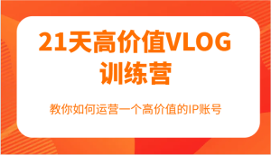 21天高价值VLOG训练营【第一期】,教你如何运营一个高价值的IP账号-学仕资源网