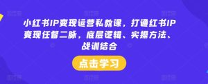 小红书IP变现运营私教课,打通红书IP变现任督二脉,底层逻辑、实操方法、战训结合-学仕资源网