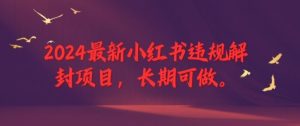 2024最新小红书违规解封项目,长期可做,一个可以做到退休的项目【揭秘】-学仕资源网