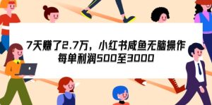 (12192期)7天收了2.7万,小红书咸鱼无脑操作,每单利润500至3000-学仕资源网