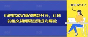 小说推文实操改爆款开头，让你的推文视频更容易成为爆款-学仕资源网