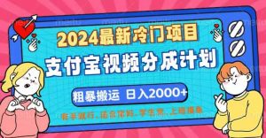 （12407期）2024最新冷门项目！支付宝视频分成计划，直接粗暴搬运，日入2000+，有…-学仕资源网